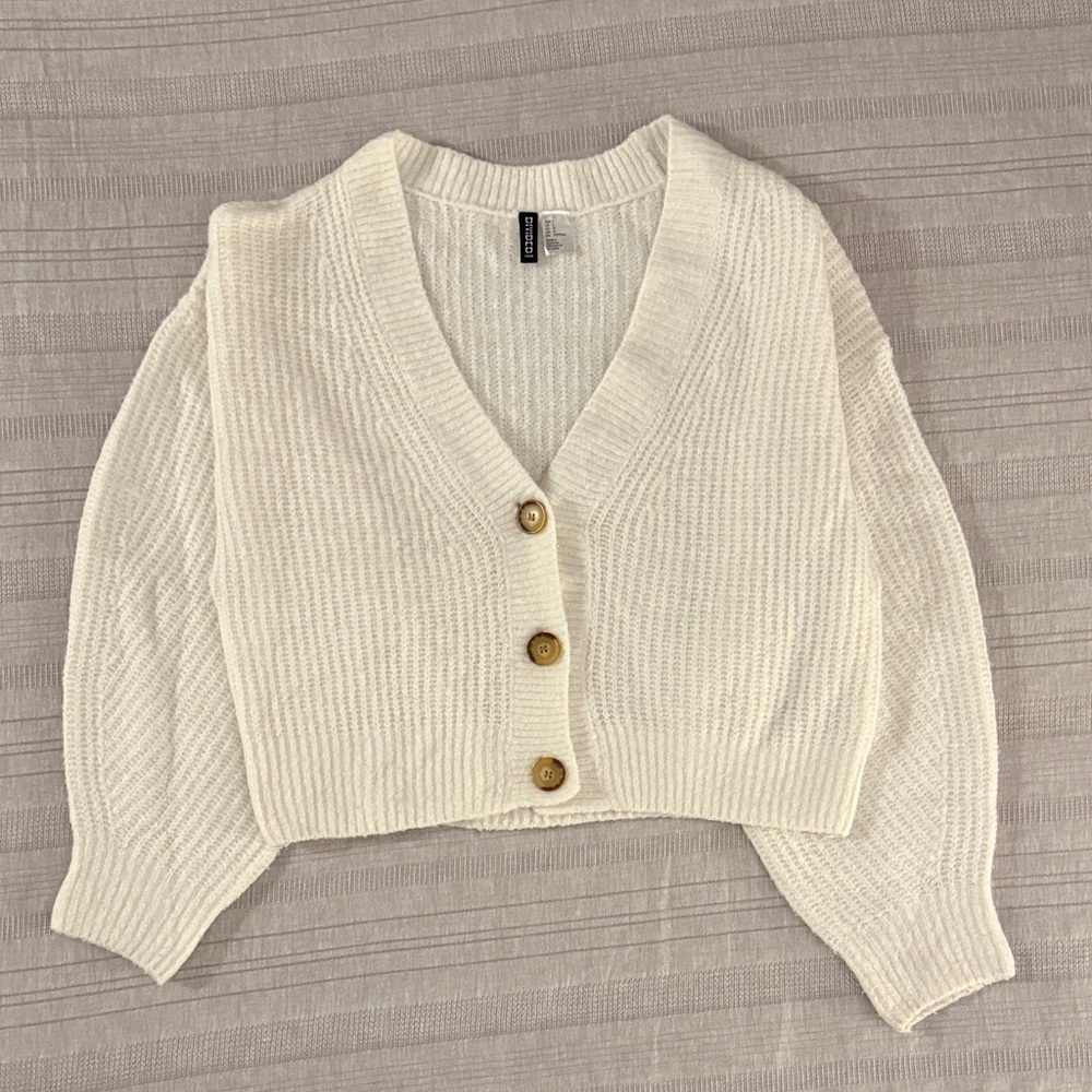 H&M Cream Buttoned Knit Cardigan